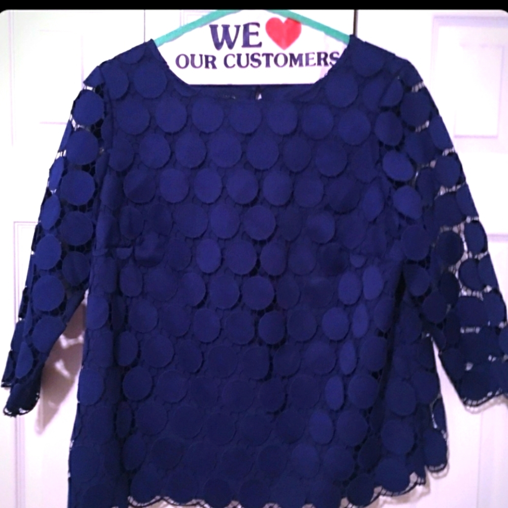 Talbots SCALLOP-TRIM LACE TOP